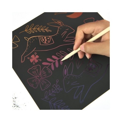 Scratch Art Card Animal World 15 Pcs +3 anos MD4083 Mideer