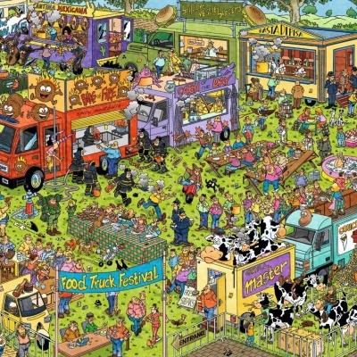 Puzzle Jumbo 2X1000 Jan Van Haasteren Food Festival 19099 +12 anos