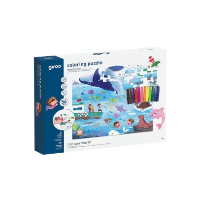 Puzzle 56pcs para Colorir 2 Faces Giros Play Oceano G154180 +3 anos