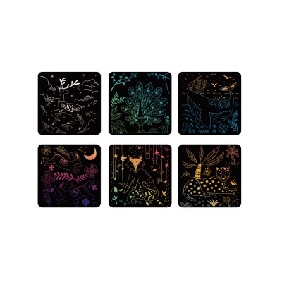 Scratch Art Card Animal World 15 Pcs +3 anos MD4083 Mideer