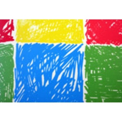 Padrão de blocos coloridos riscados em vermelho, amarelo, azul e verde