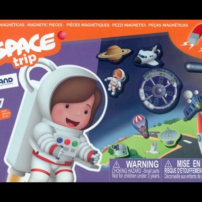 Embalagem de brinquedo educativo magnético SPACE trip com tema espacial colorido
