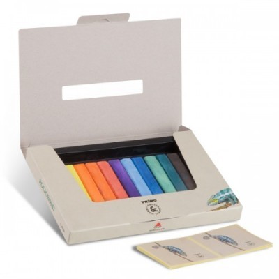 Conjunto de pastéis de óleo White Nights em caixa aberta com paleta de carta de cores ao lado