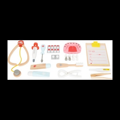 Kit Dentista Madeira 2 em 1  22 peças 11743 +3 anos Small Foot