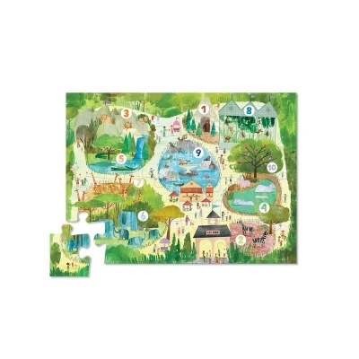 Quebra-cabeças colorido com ilustração de parque com números