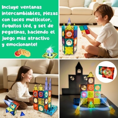 Blocos de Construções Magneticas C/Luz  76pcs TT623