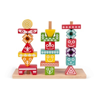 Jogo Educacional Madeira Totem 52pcs J05331 Janod +3 anos