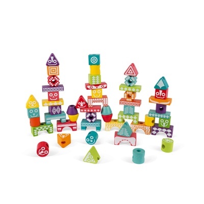 Jogo Educacional Madeira Totem 52pcs J05331 Janod +3 anos