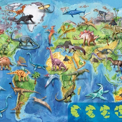 Puzzle Educa 150 Mapa Mundo Dinossauros 18997 +6 anos Educa