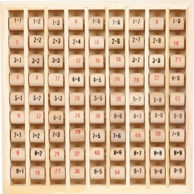 quadro de jogo educativo de madeira com rolos escolares de multiplicação