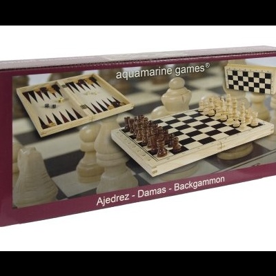 Jogo 3 em 1  Xadrez Damas Backgamon CP1070 +7 anos Aquamarine Games