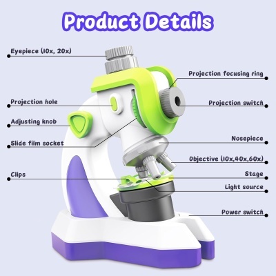 Microscópio Infantil  C/Luz  100x 400x 1000x SlideShow  11044