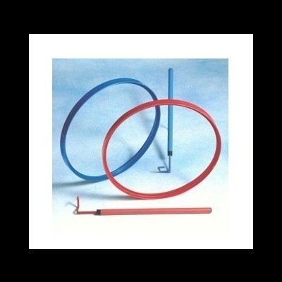 Conjunto de dois bastões de plástico com anilhas coloridas azul e vermelho