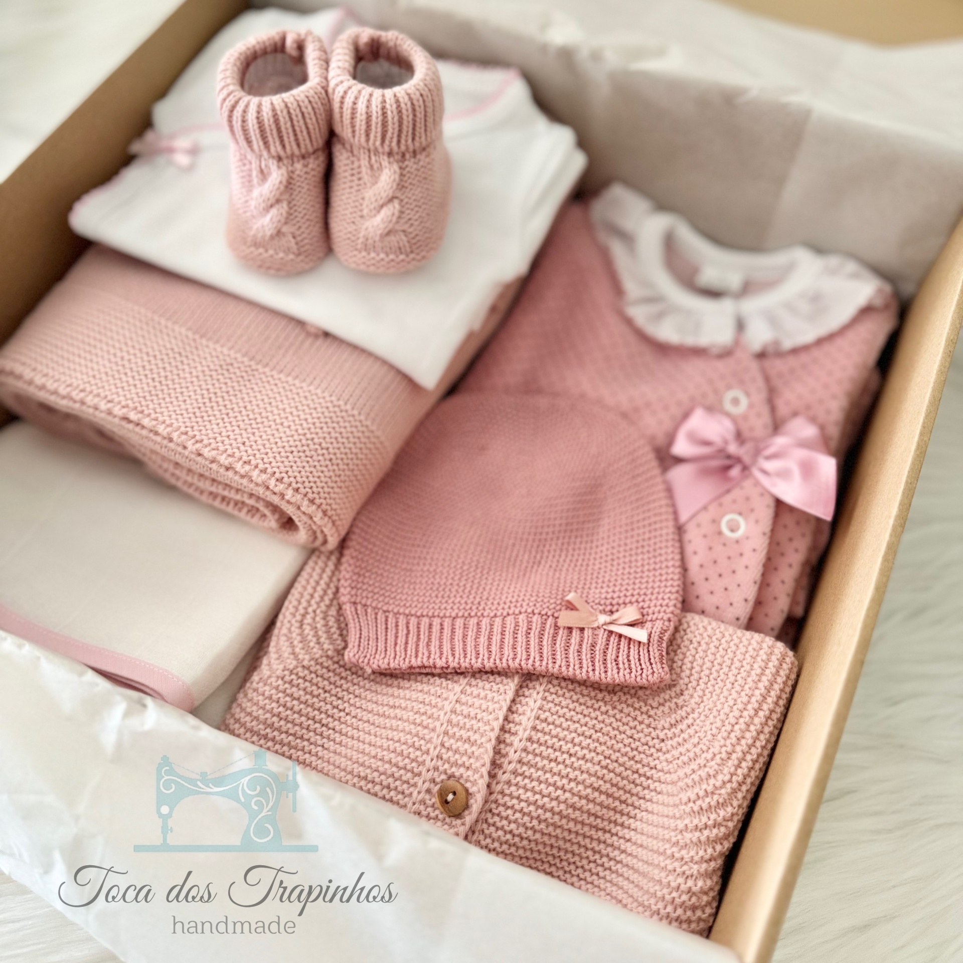 Love Box Rosa Blush - Babygrow Laço