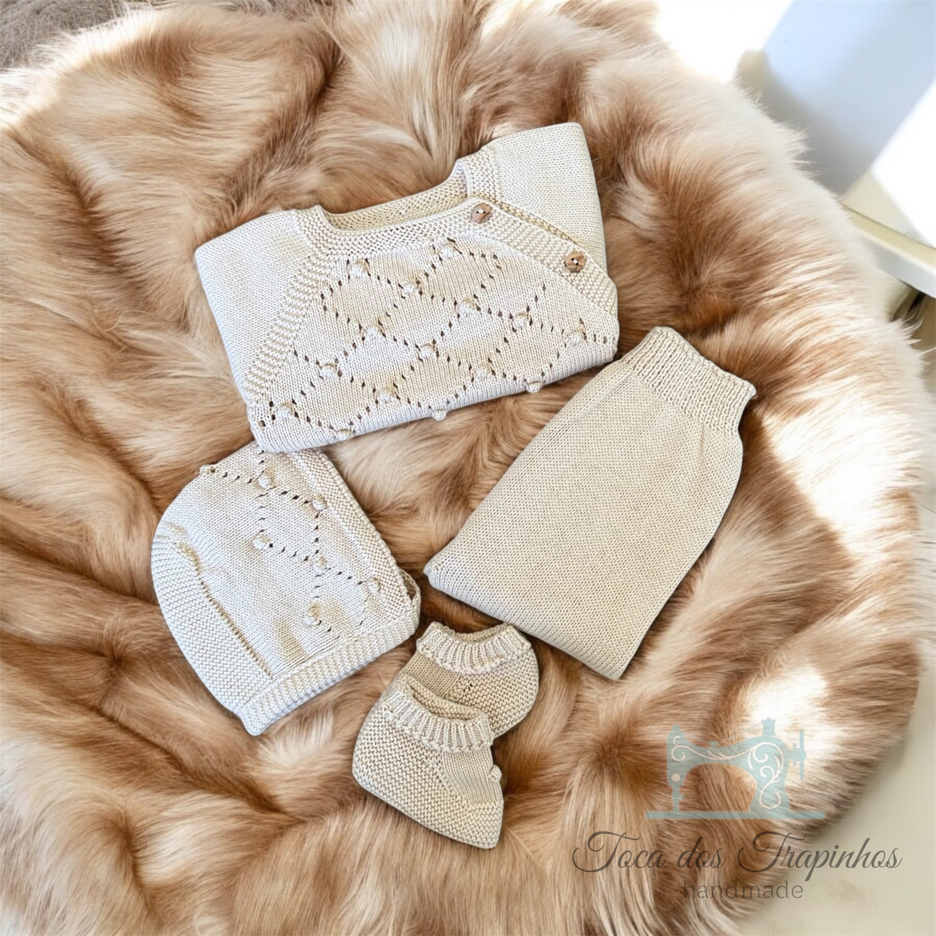 Conjunto Malha Areia - 4 Peças