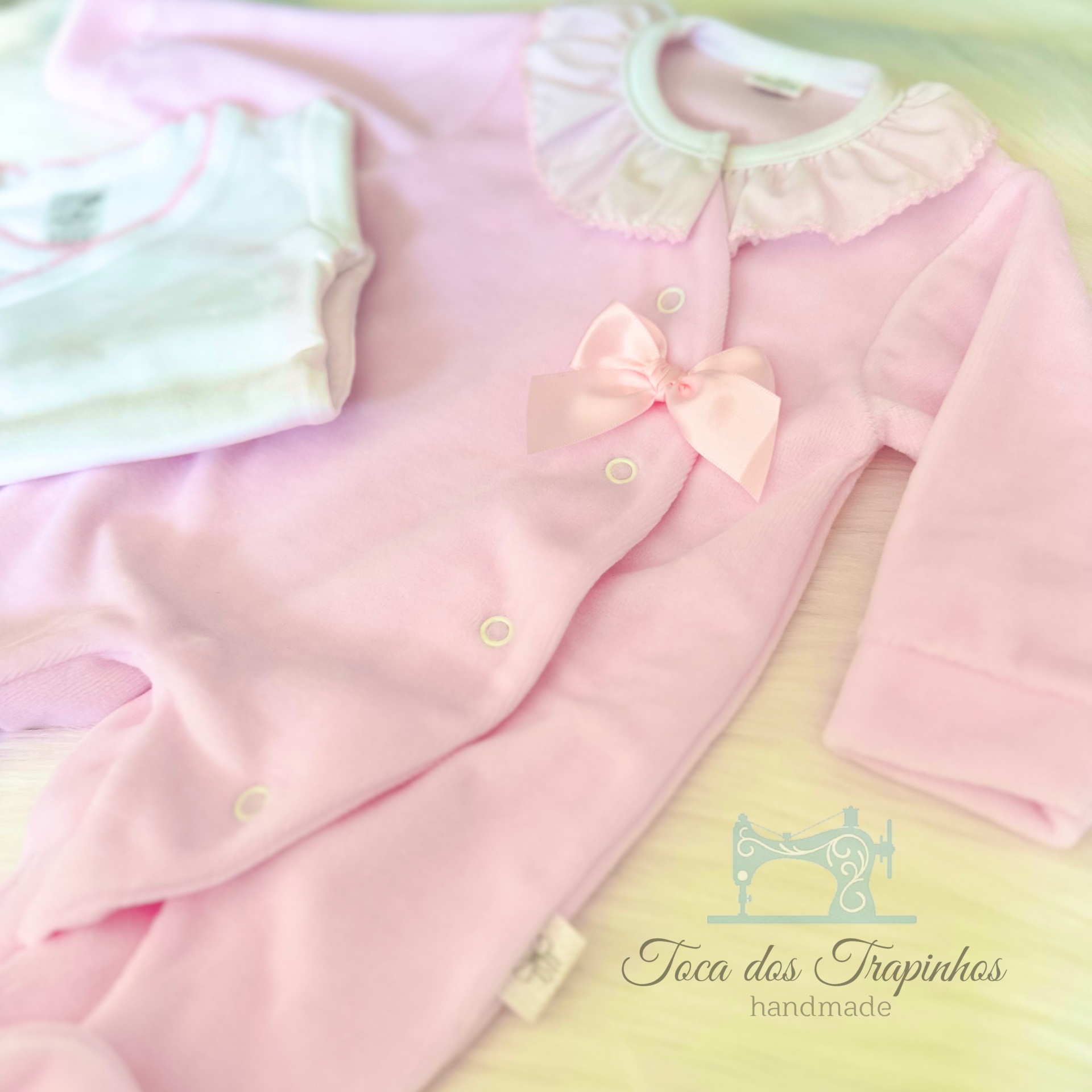 Kit Primeira Roupinha Rosa com Gola