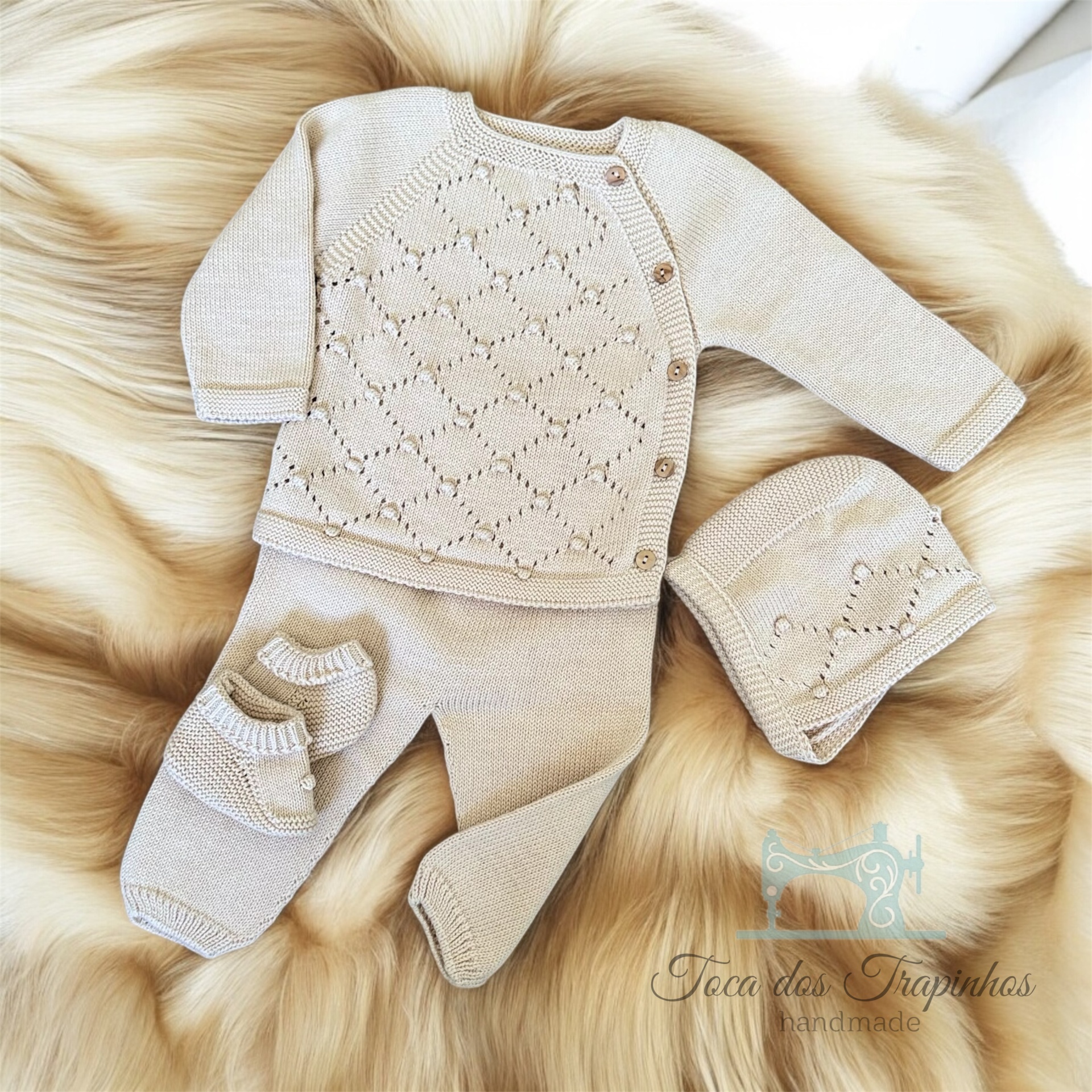 Conjunto Malha Areia - 4 Peças