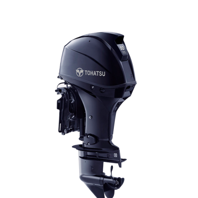 Motor de popa Tohatsu preto com hélice