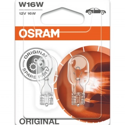 Embalagem com duas lâmpadas para carro OSRAM W16W 12V 16W