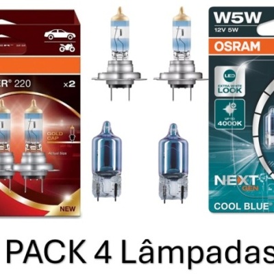 Osram Night Breaker +220% H7 + Osram Cool Blue Intense NG W5W (4 Lâmpadas)