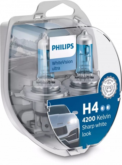 Philips White Vision Ultra +60% 4200K H4+W5W