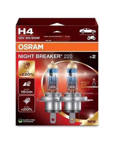 Osram Night Breaker +220% H4 (2 Lâmpadas)