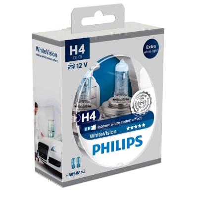 Philips White Vision +60% H4 (2 Lâmpadas)