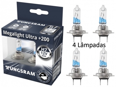 Tungsram H7 Megalight Ultra +200% (4 lâmpadas)