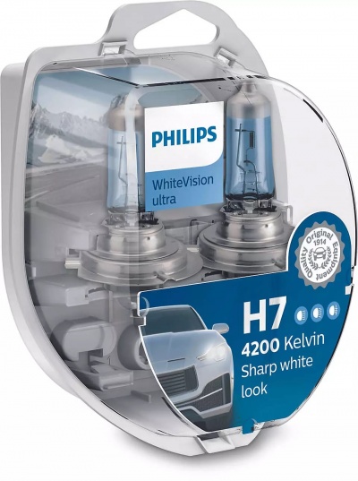 Philips White Vision Ultra +60% 4200K H7+W5W