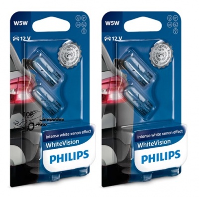 Philips White Vision +60% W5W (4 Lâmpadas)