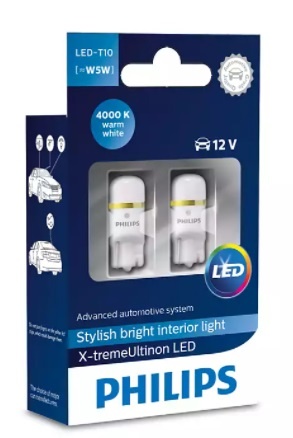 W5W PHILIPS X-treme Ultinon LED 4000K (2 Lâmpadas)