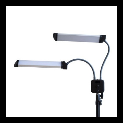 LÂMPADA DOUBLE-LIGHT + TRIPÉ - COM TEMPERATURA DE COR E POTÊNCIA AJUSTÁVEIS