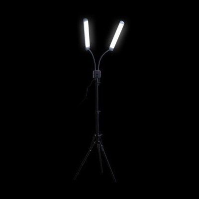 LÂMPADA DOUBLE-LIGHT + TRIPÉ - COM TEMPERATURA DE COR E POTÊNCIA AJUSTÁVEIS