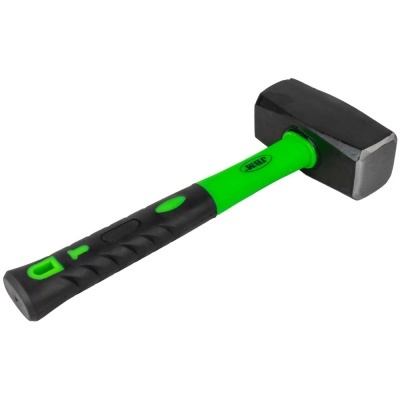 Martelo de borracha com cabo verde e preto e cabeça preta