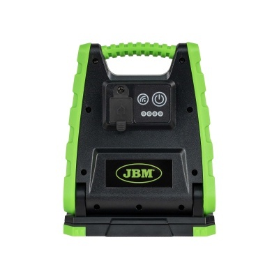 Dispositivo portátil verde e preto com painel e etiqueta JBM