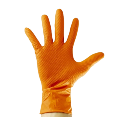 LUVAS DE NITRILO COR-DE-LARANJA 7 MIL - 100 Unidades Tamanho L - 53552