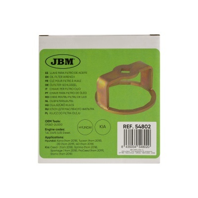 Embalagem de ferramenta de filtro de óleo IBM com rótulo verde e ferramenta dourada visível