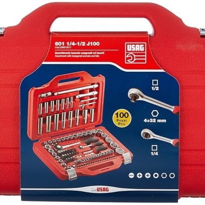 Conjunto de 100 chaves profissionais de caixa sextavadas USAG 601 - 1/4 - 1/2" J100 | U06010011