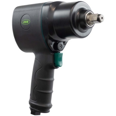 Pistola de impacto pneumática preta com detalhes verdes da JBM