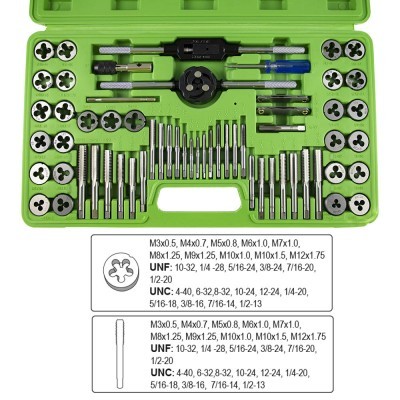 CONJUNTO FERRAMENTAS CORTE MACHOS E CAÇONETES MÉTRICO E PULGADA 50793