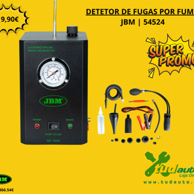 Detetor de fugas por fumo JBM 54524 preto com mostrador analógico e acessórios