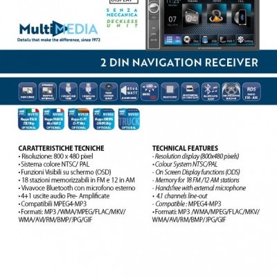 Receptor de navegação 2 DIN Phonocar VM069 com display 6,2 polegadas e funcionalidades técnicas