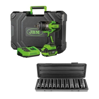 CHAVE DE IMPACTO SEM FIO 1/2" 1300NM + KIT DE 11 CHAVES DE IMPACTO HEX. 1/2” | SERIE555