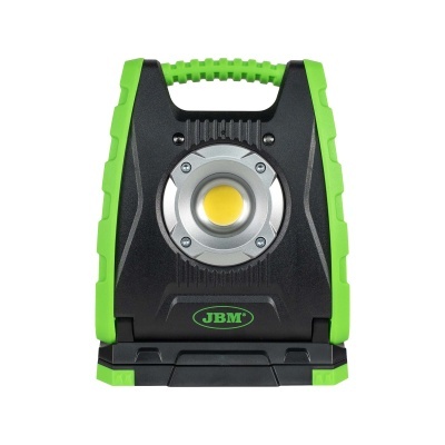 Lanterna portátil preta com detalhes verdes e LED central