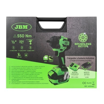 CHAVE DE IMPACTO DE 1/2" 550NM A BATERÍA COM CAIXA | 60046C