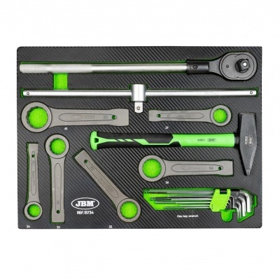 MARTELO, PUNHO DE CATRACA E CHAVE DE PORCAS EM SUPORTE DE EVA 15734