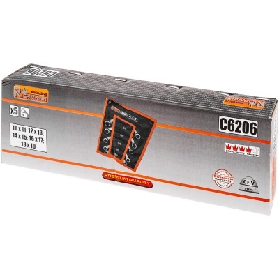 Caixa metálica cinza com conjunto de chaves de caixa and detalhes laranja