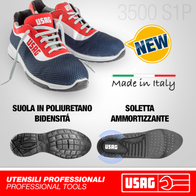 Sapatos de segurança USAG com parte superior respirável 3500 S1P