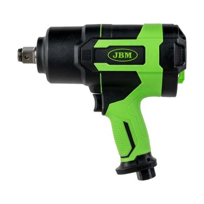 Ferramenta de impacto pneumática preta e verde com texto JBM