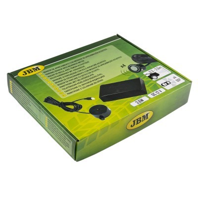 Caixa verde de kit eletrónico JBM com texto em espanhol e componentes visíveis